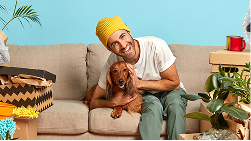 A dog and a no smoking sign, representing personal factors (pets, smoking).