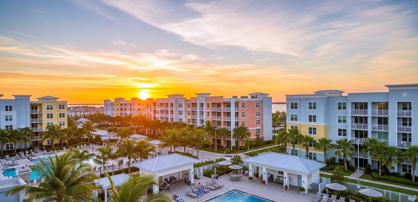Hero image of a luxury condo building, symbolizing personalized condo insurance in Florida.